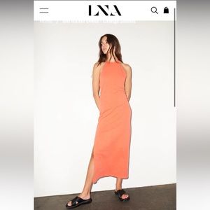 LNA Bib Halter Dress, NWT, Small, Sunset Orange
